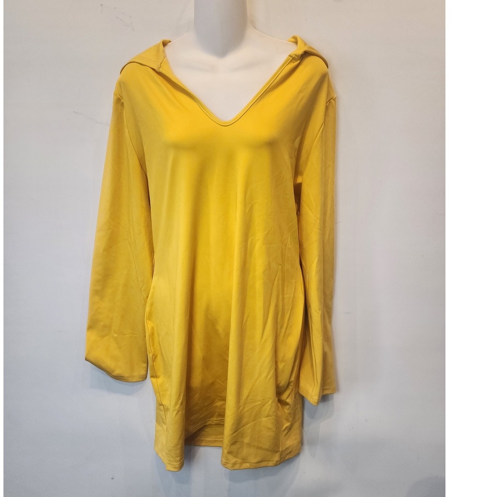 Women's Yellow V Neck Long Sleeve Hooded Mini Dress‎ XXL - Picture 5 of 10